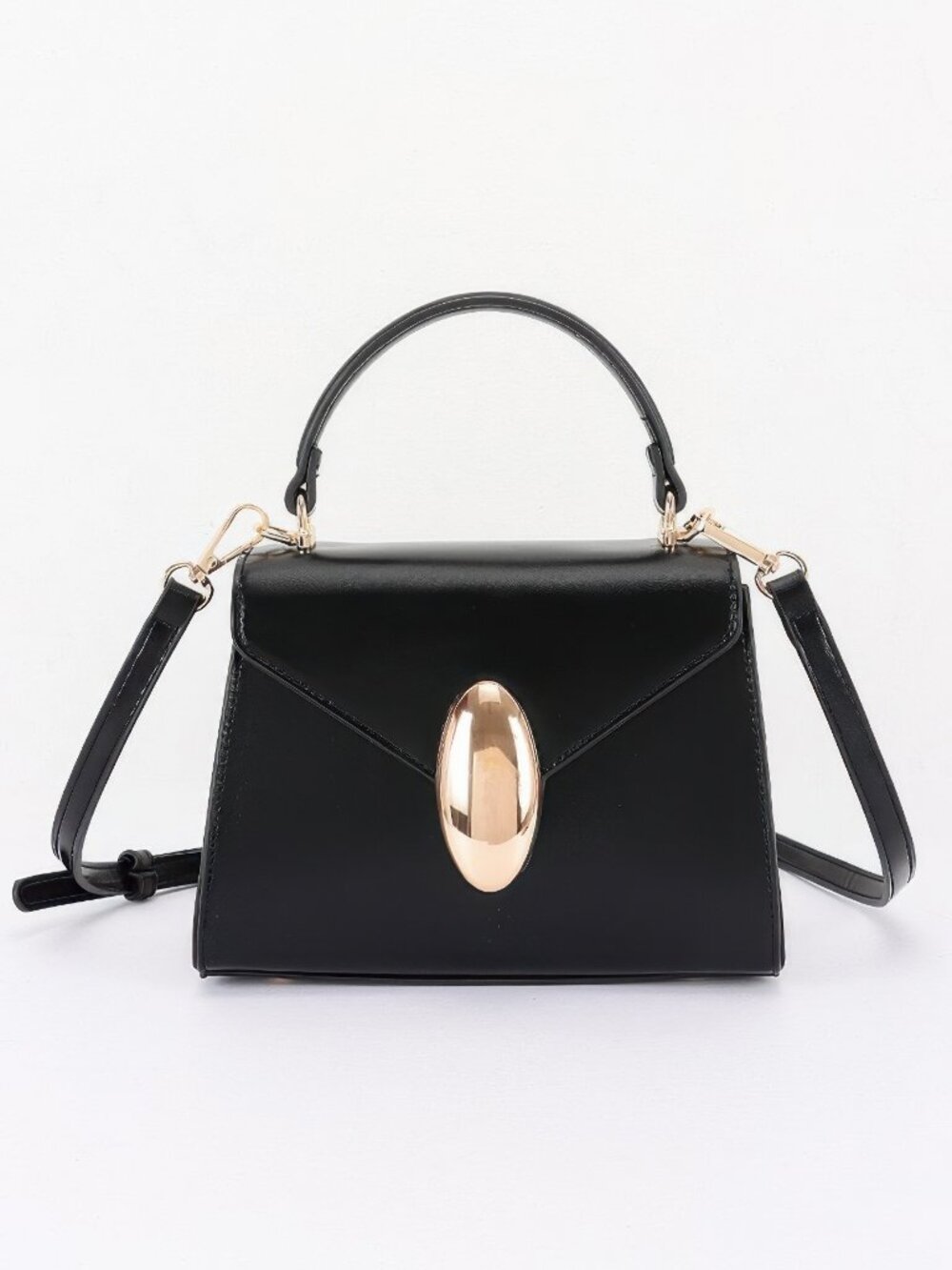 Vegan Leather Top Handle Flap Bag